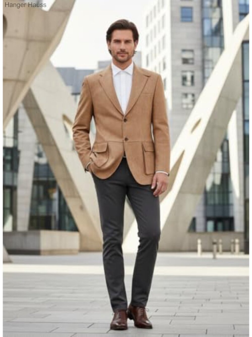 Men's Suede Notch Lapel Two Button Sport Coat Blazer Casual Western Wedding - Picture 5 of 6
